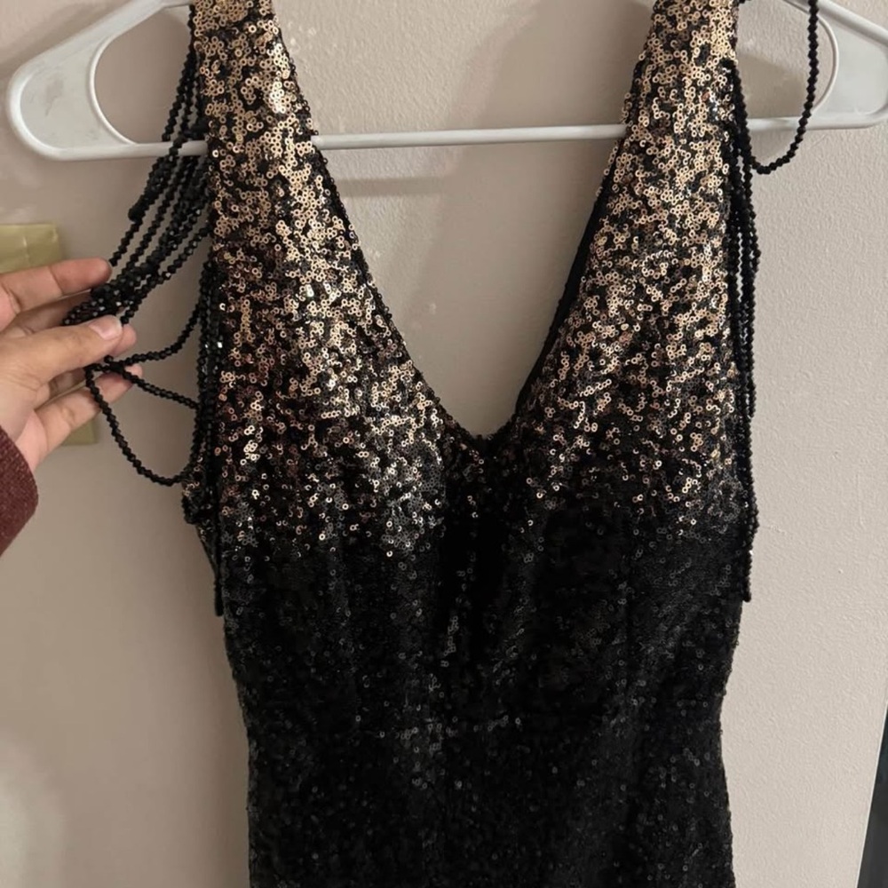 Stunning Black and Gold Sequin Maxi Dress - Picture 3 of 6